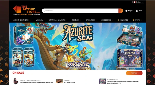 The Mythic Store Homepage Screenshot